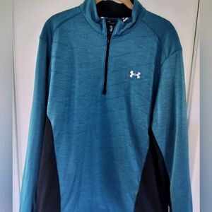 Under Armour Men's Quilted Quarter Zip Pullover Loose XL Blue Black